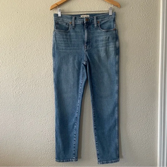 Madewell Stovepipe Jeans Women’s Size 29 Blue Medium Wash Cotton Stretch Pockets - Picture 1 of 16